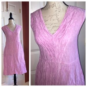 Grizas Silk Linen Lightweight Crinkle Sleeveless Summer Dress Pink sz XSmall
